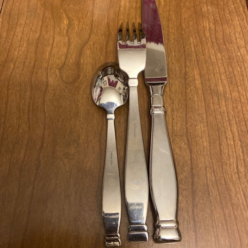 Oneida Stainless Flatware Kensington 3pc Serving Set  Knife Salad Fork And Spoon - Picture 2 of 3